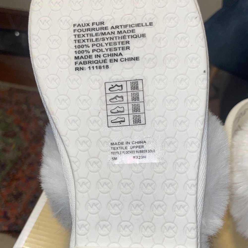 Michael Kors Cream Fur-Trim Slip-On Slippers - Picture 3 of 4